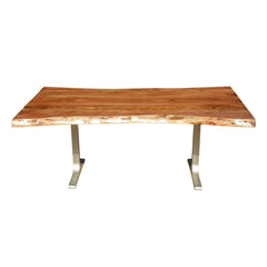 Solid Wood & Iron Base Santa Fe Live Edge Dining Table