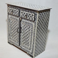 Bone Inlay Star Geometrical pattern Cabinet Black