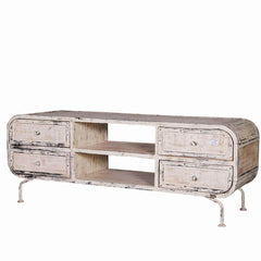 Rustica Indian Reclaimed Wood Iron Industrial TV Stand Media Console