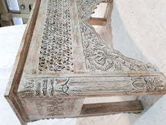 Mughal Mehrab Indian Hand Carved Jali Hall Table Console White 120cm