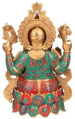 Indian Lord Ganesha Handmade Brass Statue With Inlay Work