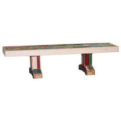 Liberty Reclaimed Wood Double Pedestal Bench Multi Colors