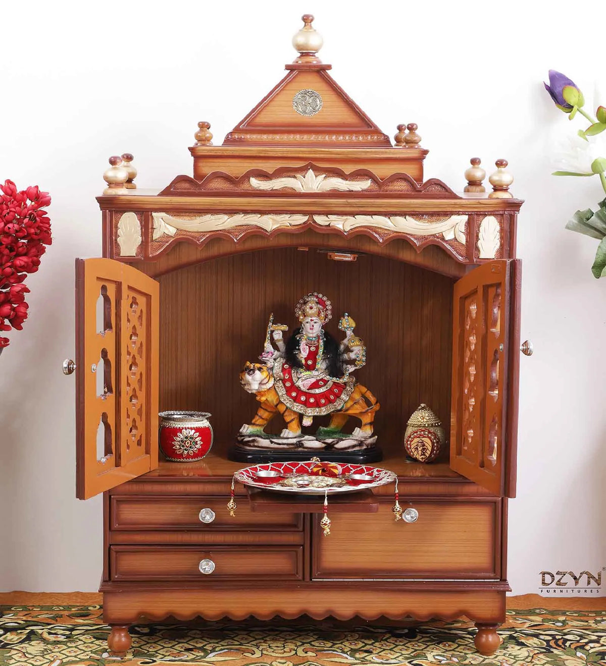 Sheesham Wood Handmade Mandir Home Temple In Brown