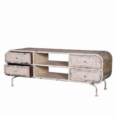 Rustica Indian Reclaimed Wood Iron Industrial TV Stand Media Console