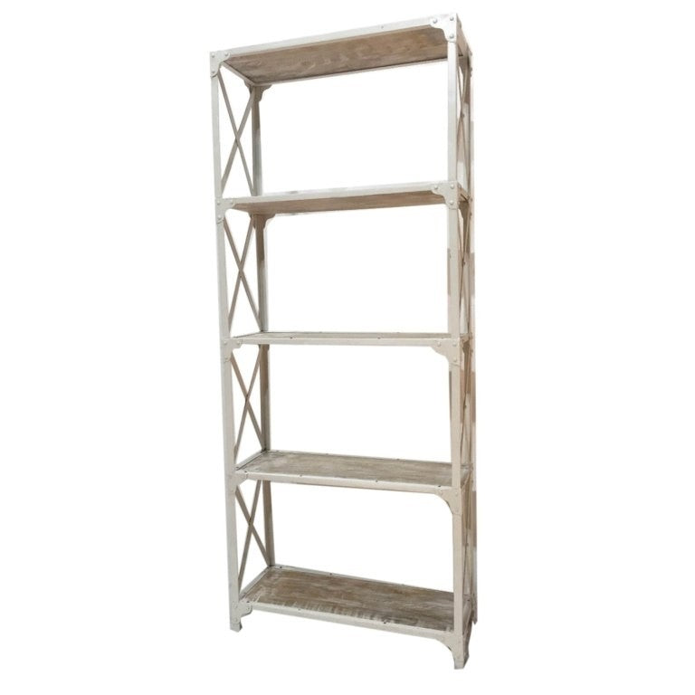 Angle Industrial Mango Wood White wash Book Shelf Display shelves Bookcase L