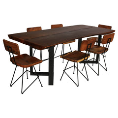 Industrial Live Edge Solid Wood Dining Table Chocolate Brown