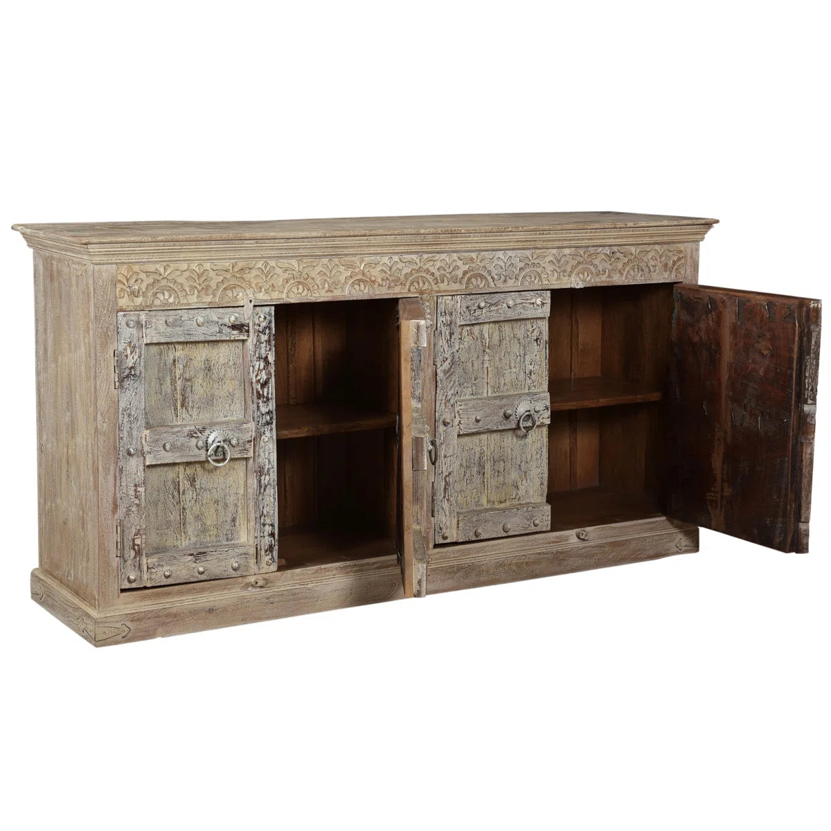 Old Door Indian Hand Carved Solid Wood Carved Sideboard