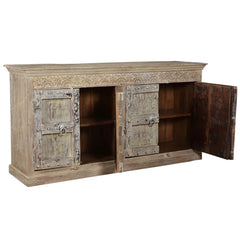 Old Door Indian Hand Carved Solid Wood Carved Sideboard