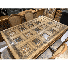 Mughal Hand Painted and Hand Carved Solid Wood Dining Table 12