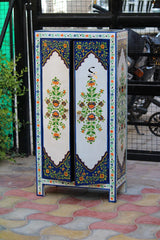 Mughal Indian Hand Painted Solid Wood Cabinet D132