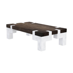 Blanc Two-Tone Rustic Wood Large Farmhouse Coffee Table