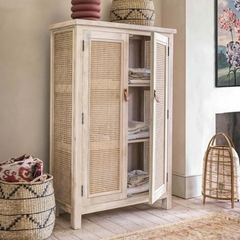 Rattan Elegance Series Solid Wooden Rattan Cane Cabinet Cupboard Wardrobe D133