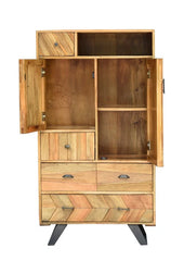 Kraft Bazaar Indian Hand Carved Solid Wooden Cupboard Cabinet D53