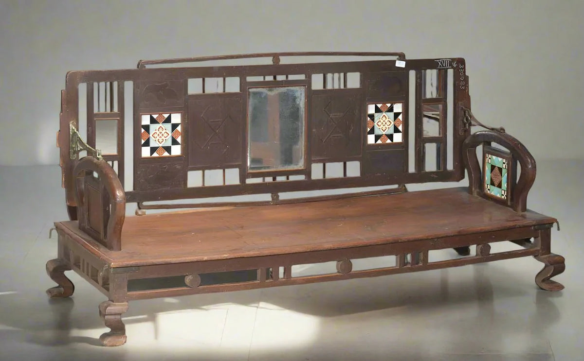 Indian Hand Carved Solid Wood Swing Bench B10