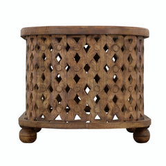 Bristol Hand Carved Solid Wood Round Coffee Table Natural B2