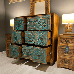 Hand Carved Solid Hard Wood Dresser Chest of Drawers D7