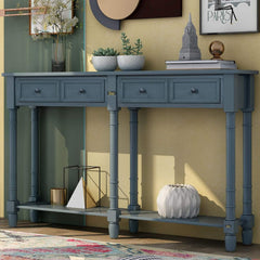 French Provincial Style Pillar Console Table Navy Blue