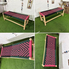 Indian Solid Wood Handmade Rajasthani Charpai Bench Khat Manjhi Woven Charpai Daybed