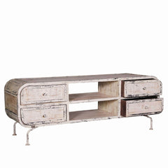 Rustica Indian Reclaimed Wood Iron Industrial TV Stand Media Console