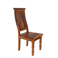 Handcrafted Indian Solid Wood Wave Back Ergonomic Chair Natural