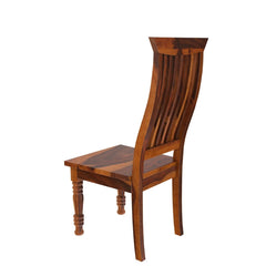 Handcrafted Indian Solid Wood Wave Back Ergonomic Chair Natural