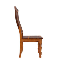 Handcrafted Indian Solid Wood Wave Back Ergonomic Chair Natural