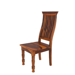 Handcrafted Indian Solid Wood Wave Back Ergonomic Chair Natural