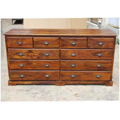 Cromer Indian Solid Wood 10 Drawer Large Bedroom Dresser