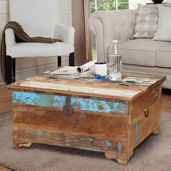 Liberty Rustic Reclaimed Wood Coffee Table Storage Trunk Natural