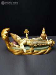 Indian Lord Vishnu With Devi Lakshmi Brass Statue