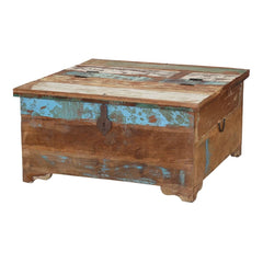 Liberty Rustic Reclaimed Wood Coffee Table Storage Trunk Natural