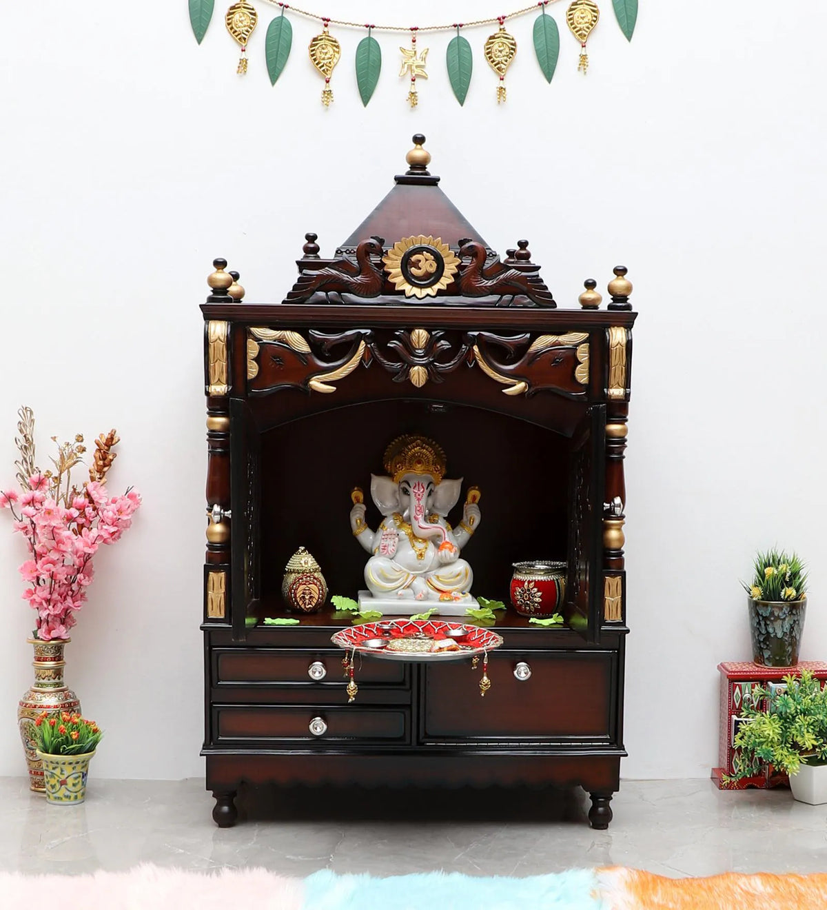 Sheesham Wood Handmade Mandir Home Temple In Brown