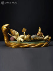 Indian Lord Vishnu With Devi Lakshmi Brass Statue
