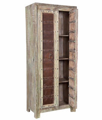 Antique Vintage Doors Large Wardrobe Cabinet Solid Wood And Metal Indian Brocante