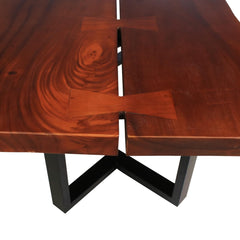 Industrial Live Edge Solid Wood Dining Table Chocolate Brown