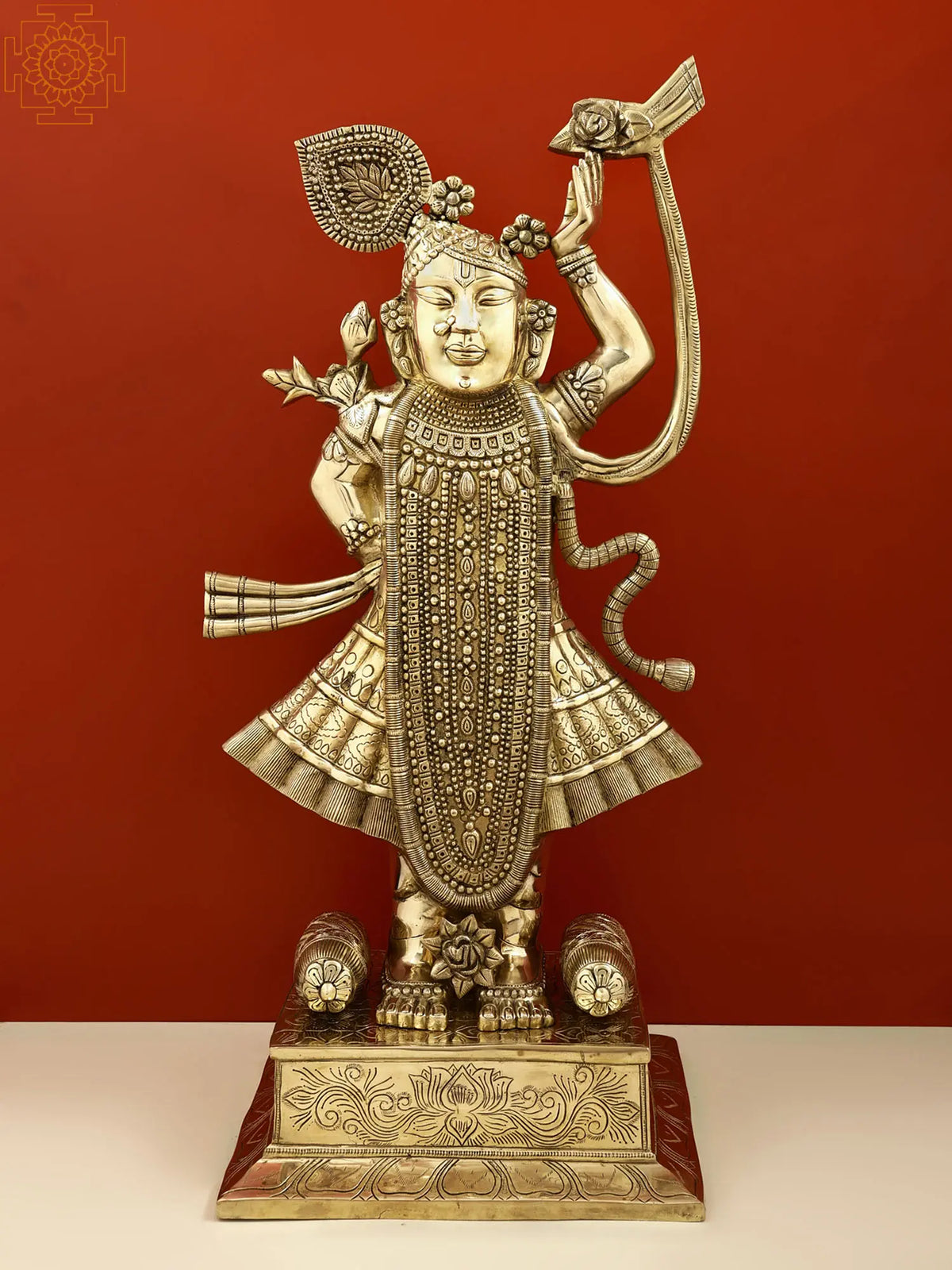 Indian Lord Shri Krishna as Shrinath Ji Brass Statue