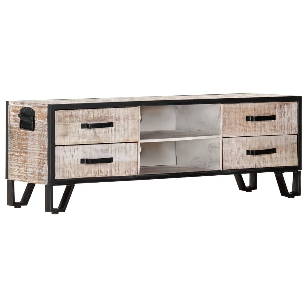 Avalon Solid wood Metal Work Tv Unit Whitewash120cm