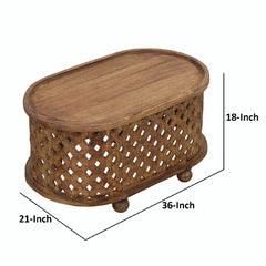 Bristol Hand Carved Solid Wood Round Coffee Table Natural B2