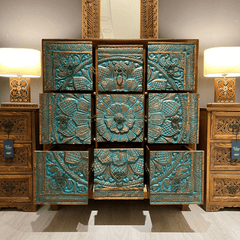 Hand Carved Solid Hard Wood Dresser Chest of Drawers D7