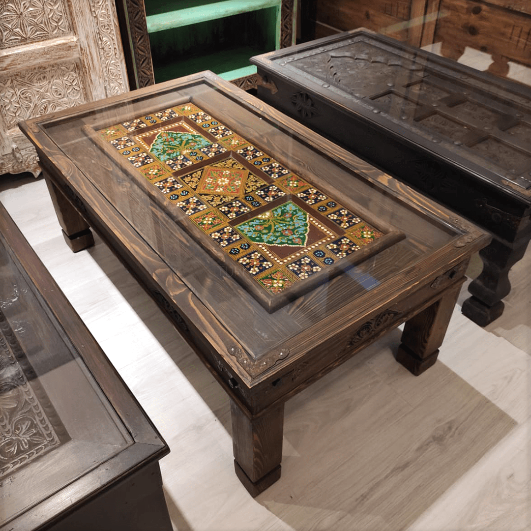 Mughal Hand Painted Solid Wood Coffee Table C27