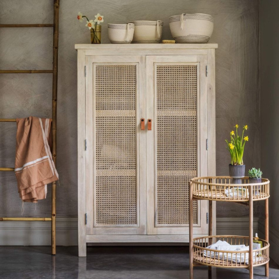 Rattan Elegance Series Solid Wooden Rattan Cane Cabinet Cupboard Wardrobe D133
