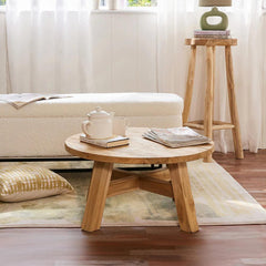Indian Hand Carved Solid Wood Coffee Table Natural C69