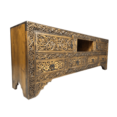 Indian Hand Carved Solid Wooden TV Unit 04