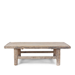 Bleached Solid Wood Hand Carved Coffee Table C60