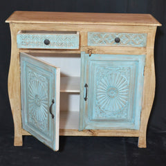 French Colonial solid blue sideboard hutch hand carved 1M