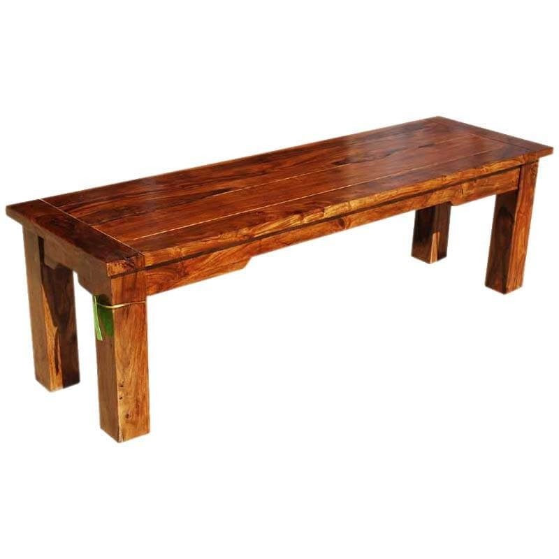 Boston Handcrafted Rustic Solid Wood Backless Dining Bench Honey