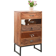 Lava Industrial Leather Tallboy dresser chest of 5 drawers