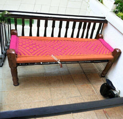 Indian Solid Wood Handmade Rajasthani Charpai Bench Khat Manjhi Woven Charpai Daybed