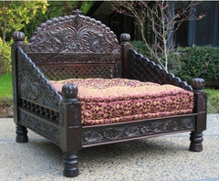 Mughal Garden Hand Carved Jhula Arch Daybed Carved Bench Seat