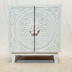 Dynasty French Hand Carved Doors Buffet Cabinet Sideboard White 81x46x92cm